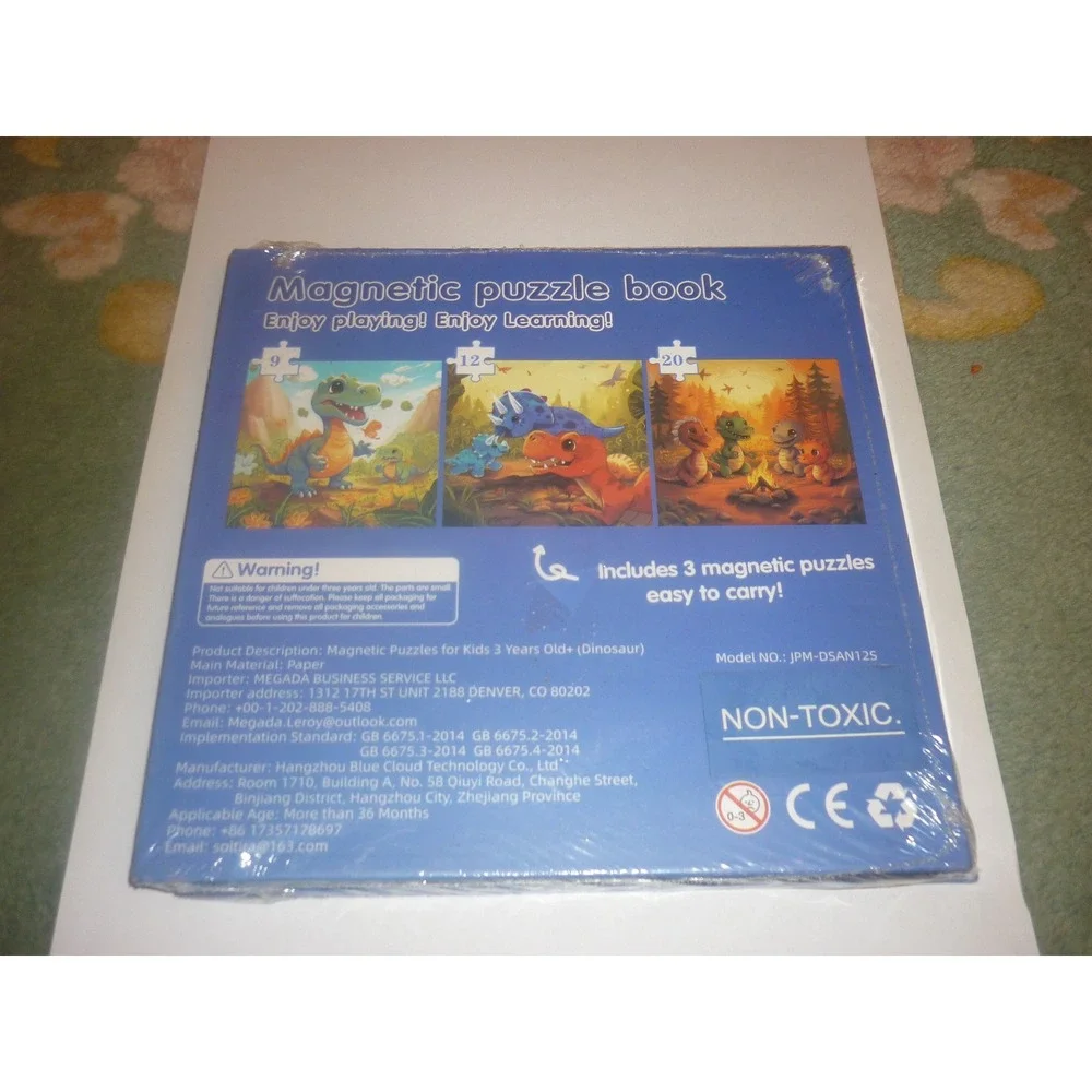 Soltira Magnetic Puzzle Book Dinosaur 3-in-1 Travel Set 41 Pieces Ages 3+ New